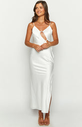 Renaissance White Satin Maxi Dress