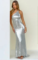 Riella Silver Sequin Maxi Dress