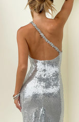 Riella Silver Sequin Maxi Dress