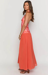 Roxanne Orange Floral Maxi Dress
