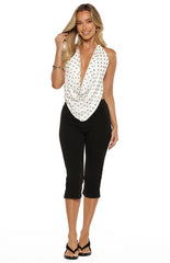 Rozie White Polka Dot Mesh Top