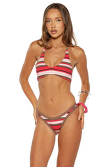 Savannah Pink Multi Stripe Scoop Neck Bikini Top