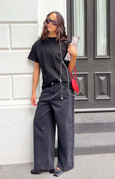 She's Yours Black Wide Leg Boyfriend Jeans