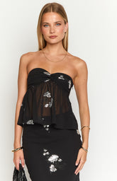 Shyla Black Strapless Top
