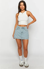 Skyline Swirl Light Wash Denim Skort
