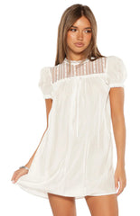 Taste White Sheer Lace Detail Mini Dress