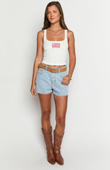 Winnie Star Light Wash Denim Shorts