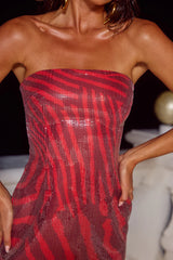 IBIZA STRAPLESS SEQUIN MINI DRESS - NOAH CHERRY
