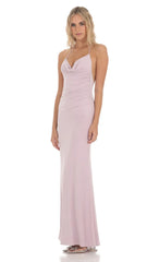 Halter Open Back Butterfly Maxi Dress in Lilac