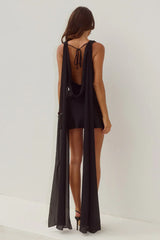GABRIELLA COWL MINI DRESS - BLACK