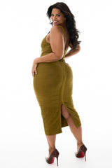 olive midi bandage dress