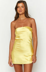 Ellie Yellow Strapless Mini Dress