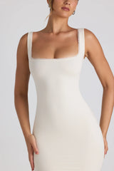 Modal Lace-Trim Midaxi Dress In Ivory