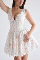 rose print mini dress