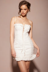 white cotton broderie anglais mini dress