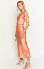Ella Orange Off Shoulder Formal Dress