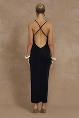 SLINKY SLIP DRESS - BLACK