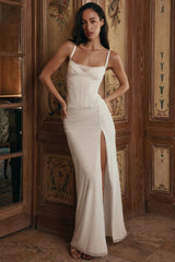 white mesh maxi dress