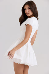 white stretch cotton mini dress
