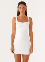 Odette Satin Mini Dress - White