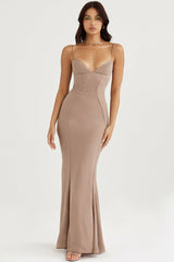 latte corset maxi dress