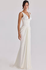 ivory satin corset bridal gown