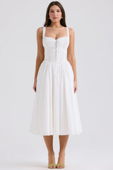 white broderie anglais & cotton midi dress