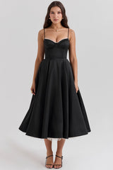 black tulle midi dress