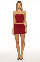 Bellah Burgundy Wrap Mini Skirt