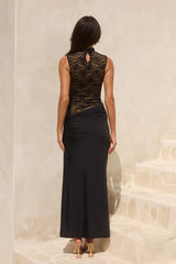 CASANA HIGH NECK MAXI DRESS - BLACK