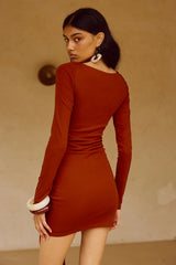 JUDAH SLEEVED MINI DRESS - RED