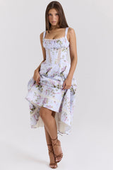 lilac floral cotton midi sundress