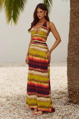 XYLIA HALTER LOW PLUNGE MAXI DRESS - ANABELL RED