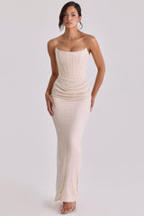 champagne hand embellished beaded bridal gown