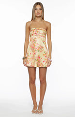 Chantell Yellow Bloom Mini Dress