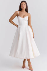 white tulle midi dress