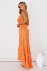 Garden Gems Halter Maxi Dress Orange