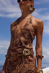MABELLA HALTER MAXI DRESS - MENDEZ BROWN