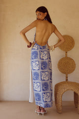 ELKA HALTER MIDI DRESS - HAVANNA NAVY