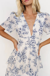 Montaigne Ruffle Maxi Dress | Off White + Blue