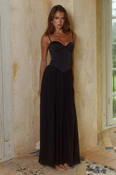 SCARLETT CORSET MAXI DRESS - BLACK