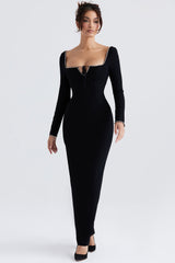 black crystal embellished maxi dress
