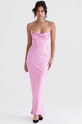 pink corset maxi dress