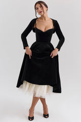 black velvet tulle midi dress + bolero