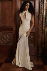 butter yellow keyhole maxi dress