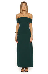 Erica Teal Crepe Off the Shoulder Maxi Dress