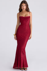 deep red devorΓ© satin maxi gown - limited edition
