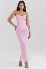 cotton candy corset maxi dress
