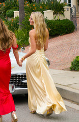Blaise Yellow Satin Maxi Dress