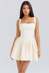 buttermilk ribbon detailed mini dress
